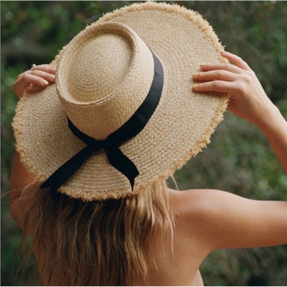 Lack Of Color Ventura Tan Straw Hat with Black Ribbon Size XL